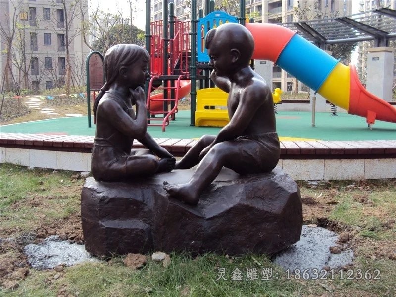 小孩抽象景观小品铜雕