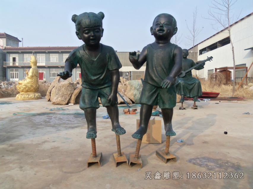 小孩广场小品人物铜雕
