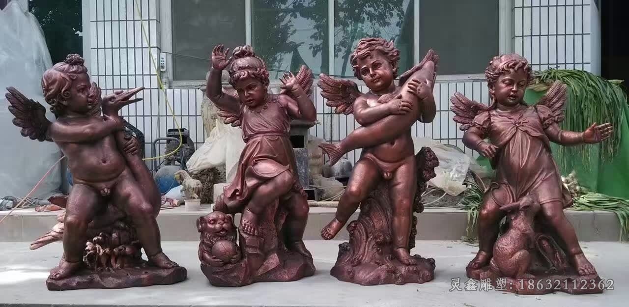 小天使人物景标志铜雕