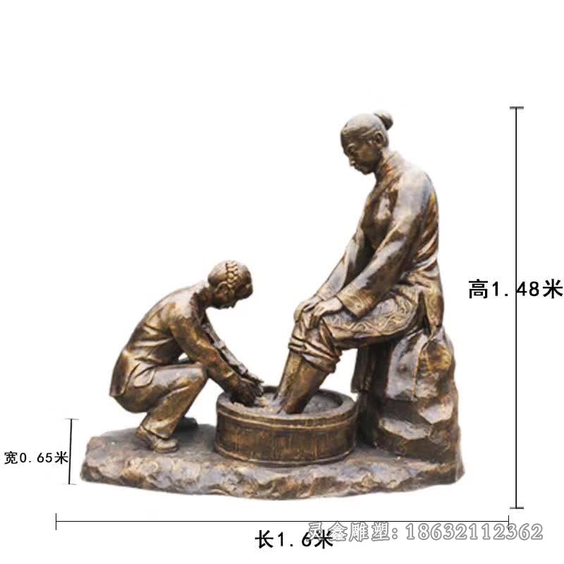 洗脚孝文化景观标志铜雕
