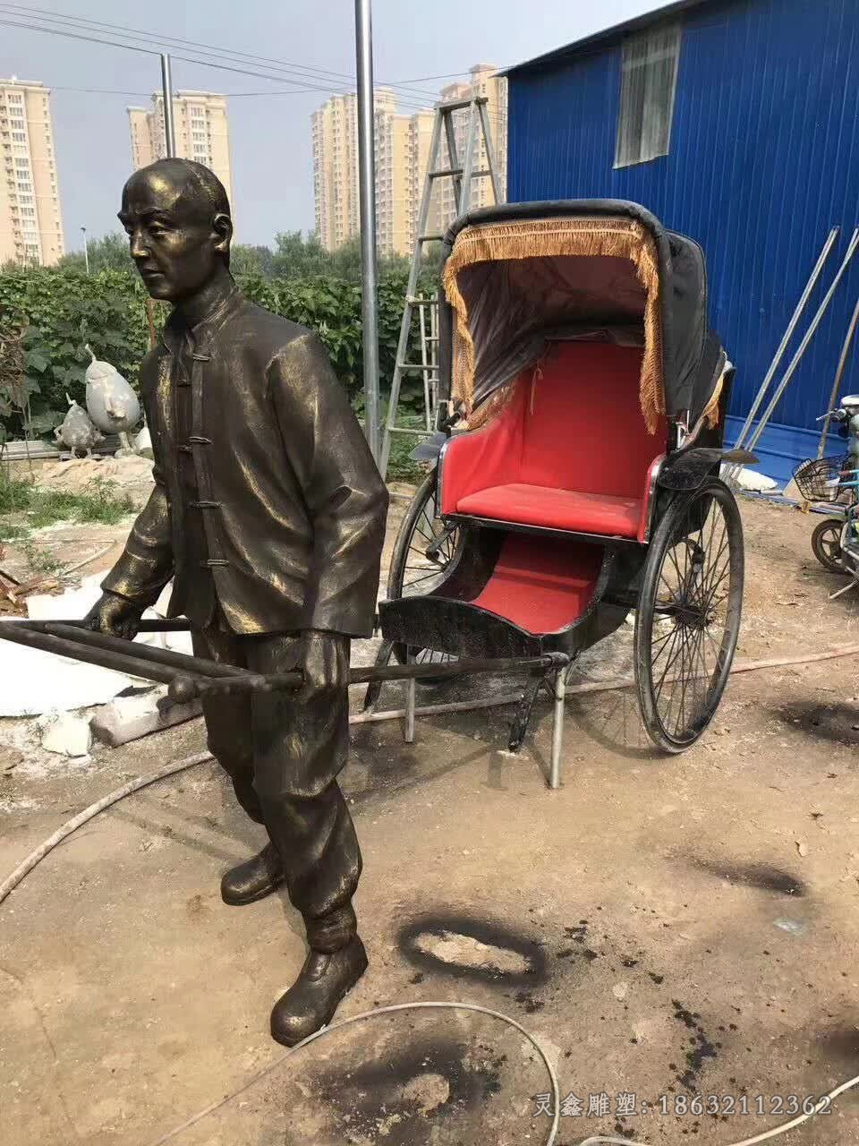 古代车夫人物景观铜雕