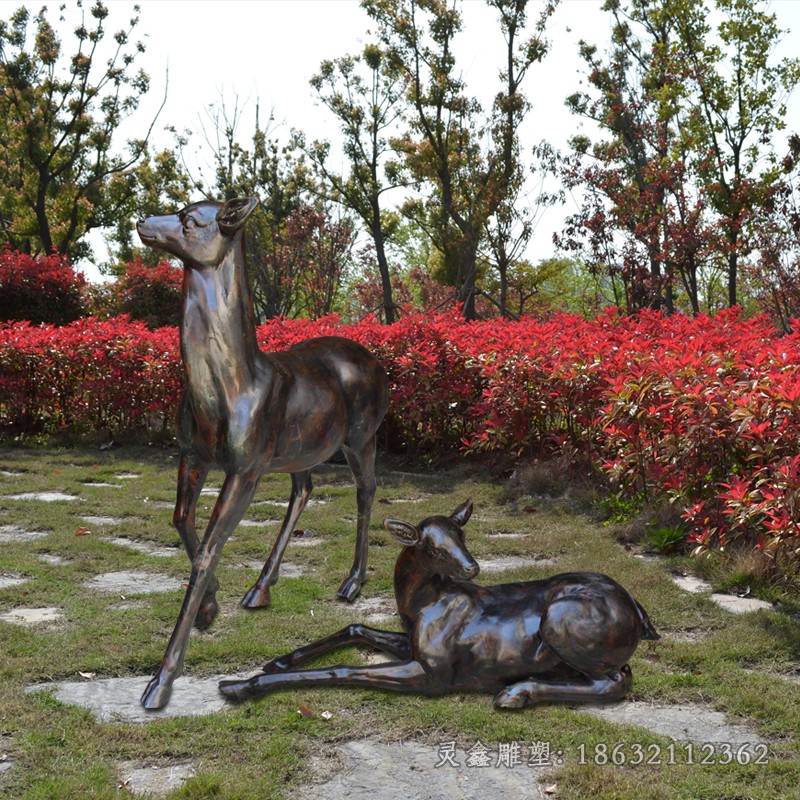 花园鹿动物景观铜雕