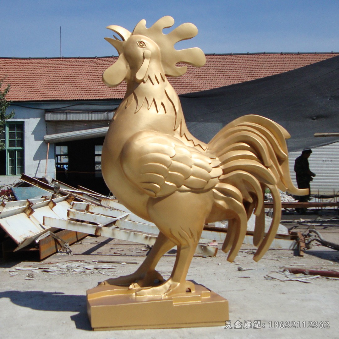 十二生肖公鸡景观铜雕
