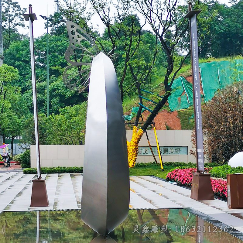 不锈钢镜面标志公园雕塑
