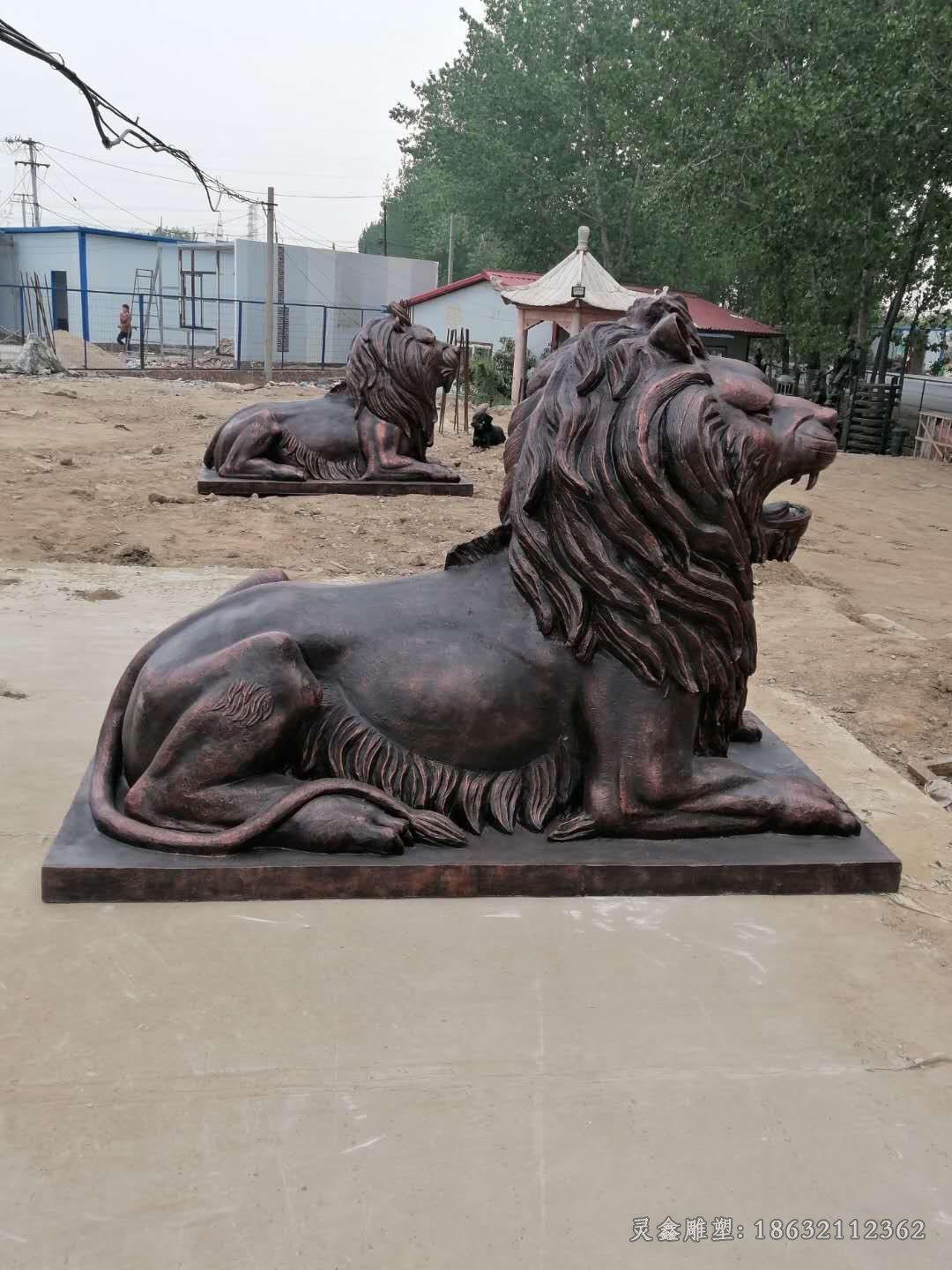 卧姿狮子动物铜雕