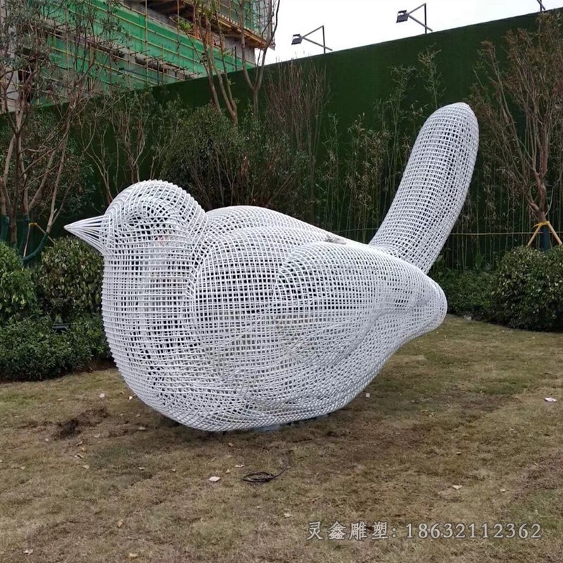 镂空不锈钢小鸟动物雕塑