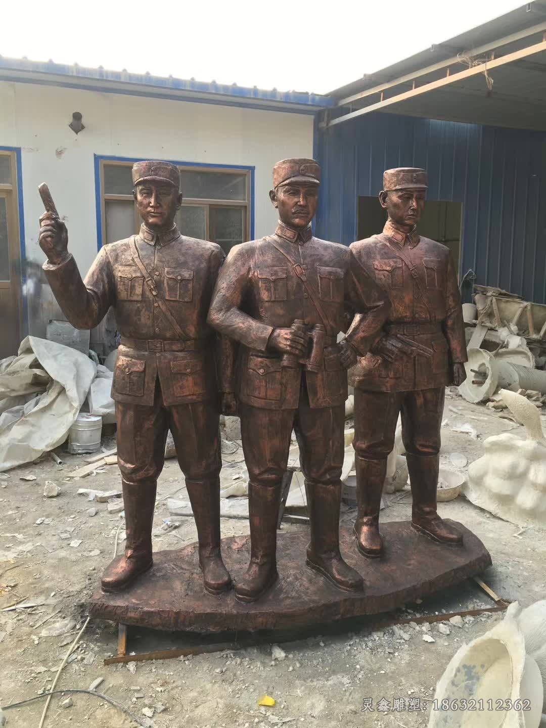 八路军人物景观铜雕