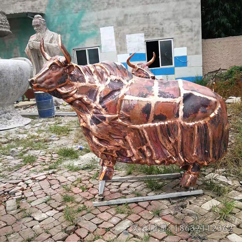 抽象牛动物铜雕