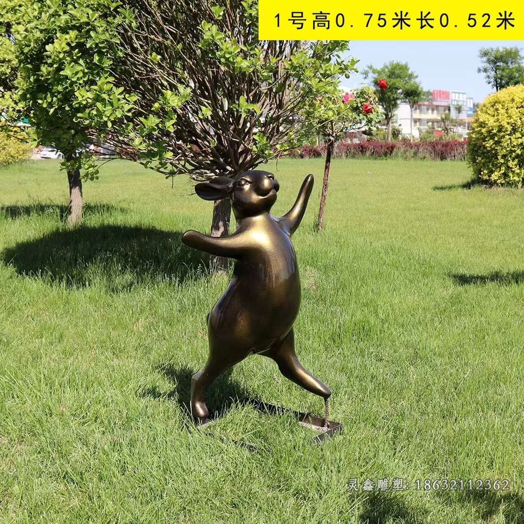 跳舞兔子动物标志铜雕